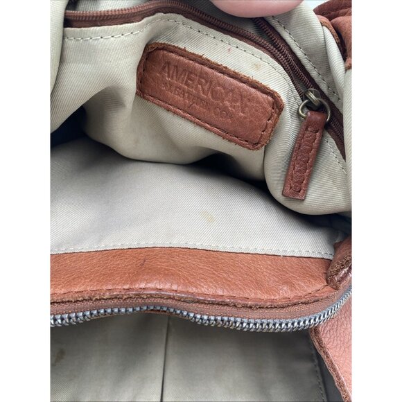 American Leather Co Handbag Bag Soft Slouchy Brown Double Strap Purse Zipper - Picture 13 of 14